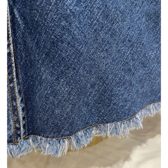 BILL BLASS VTG Jean Skirt 12P Denim Maxi Front/Back Slit Raw Hem Cowgirl Grunge - Picture 3 of 16